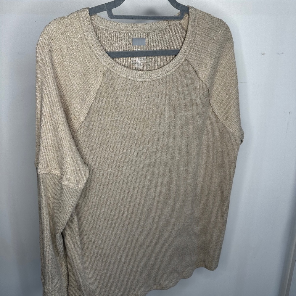 SO brand(Kohl's) Tan Long Sleeve Top Size XXL